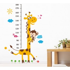 Giraffe and Monkey Growth Chart Wall Sticker 